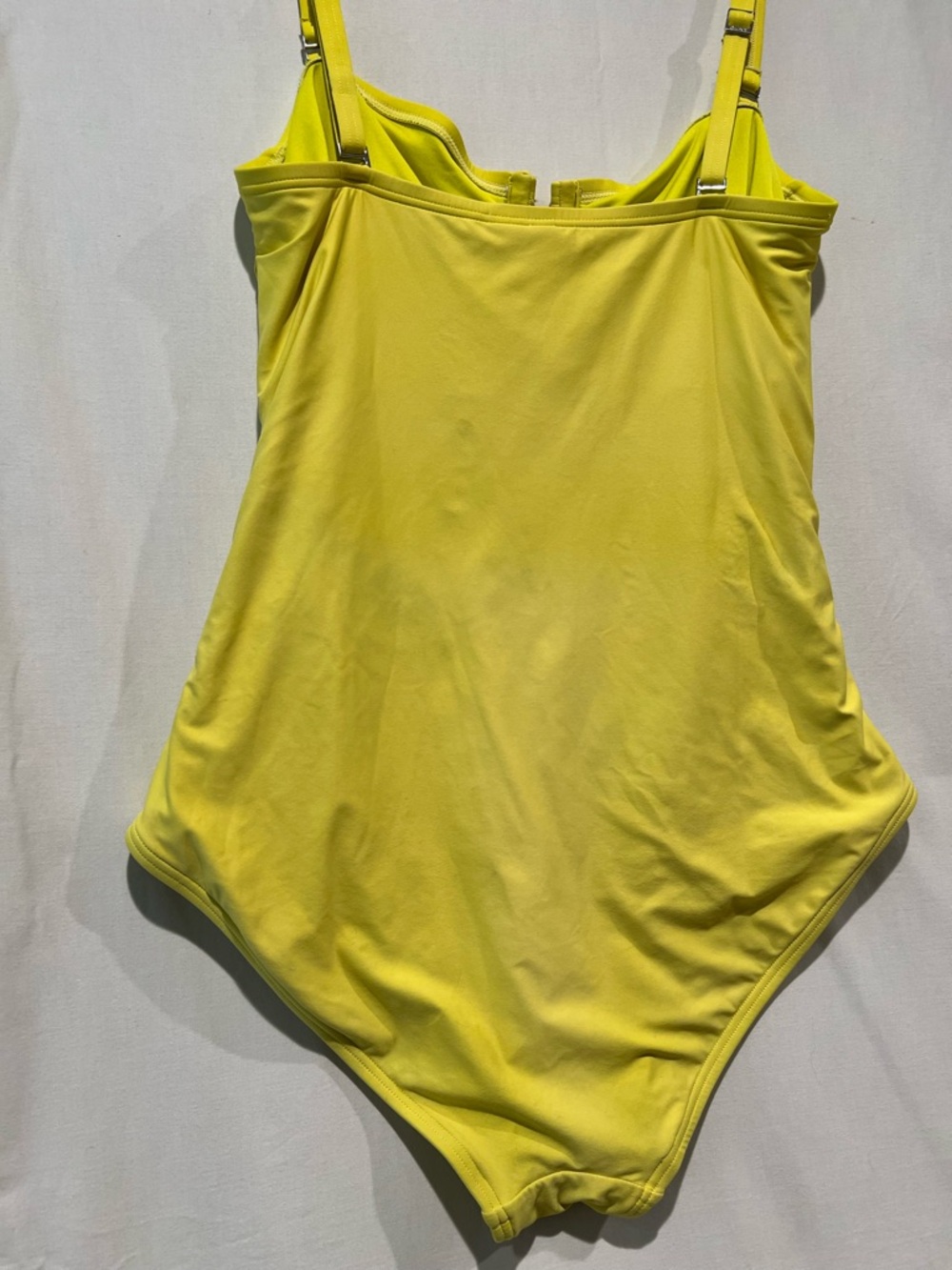 DKNY Bright Yellow Ruched One Piece Swimsuit Removable Straps L - Picture 6 of 9